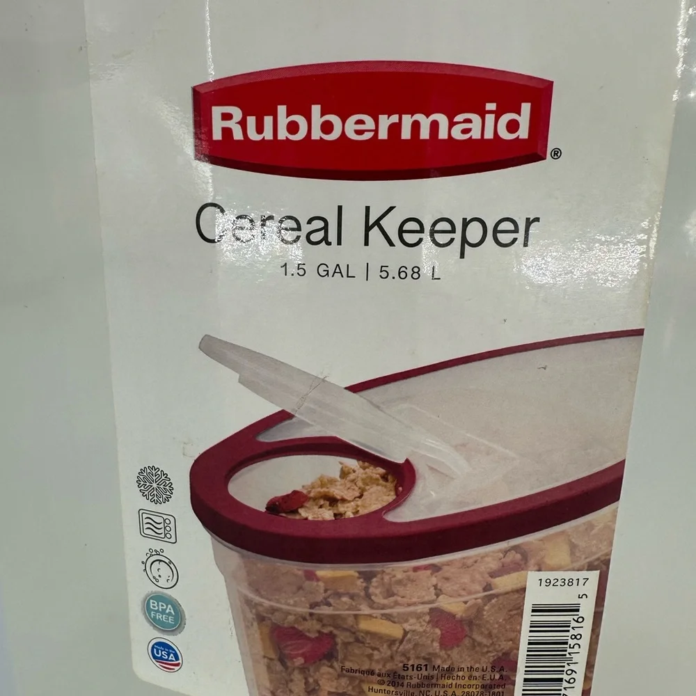 Rubbermaid Cereal Keeper 1.5 GAL Red Flip Top Lid 2014 Made in USA